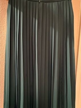 J. Crew Forest Green Pleated Midi Skirt
